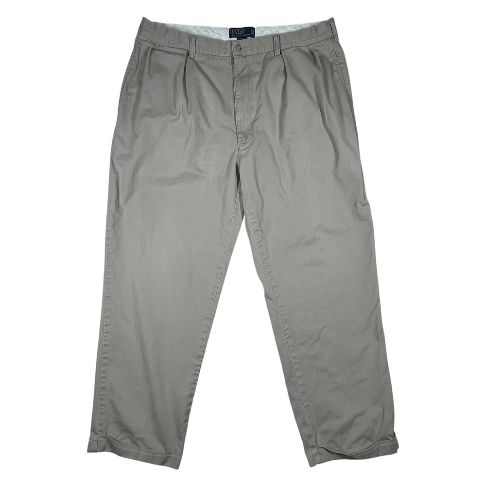 Polo Ralph Lauren Andrew Pant Mens 40x32 (Fits 36x29) Tan Pleated Vintage Chinos